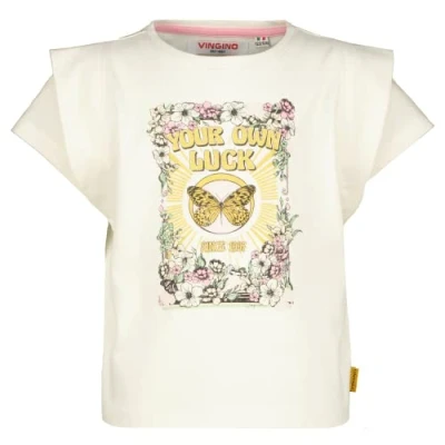 Afbeelding van Vingino Hannet Tshirt print voor kinderen, Maat: 128, Macroon white