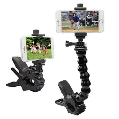 Afbeelding van Suptig Telefoonhouder bureau zwanenhals bevestiging, mobiele telefoon klem clip voor paal, mount standaard, compatibel iPhone 14 Plus 13 Pro Xs Max XR X 8 7 6 6s en