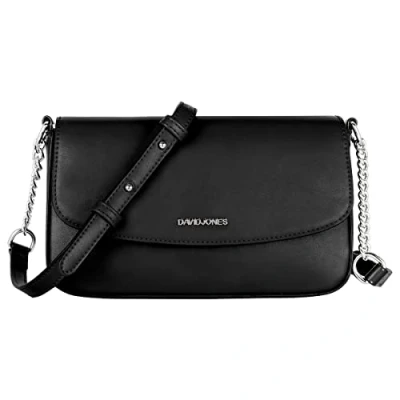 Afbeelding van David Jones Kleine Schoudertas Dames Telefoontas PU leer Hard Handtas Portemonnee Stokbrood Rechthoekige Tas, Avondtas Winkelen Stad Mode Zwart