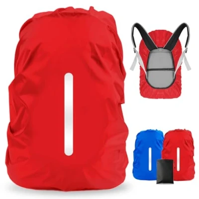Afbeelding van LAMA 2 stuks waterdichte regenhoezen, met reflecterende strepen, verstelbare gespen, voor rugzak, schooltas, wandelen, kamperen, fietsen, M, 26 40 l