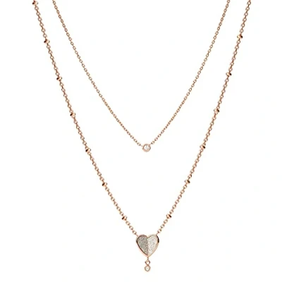 Afbeelding van Fossil JF03648791 Ketting Vintage Glitz staal glas rosekleurig 46 51
