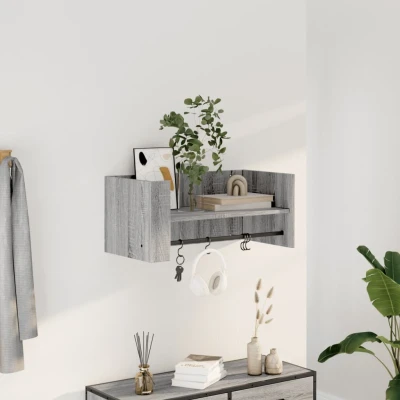Afbeelding van Wandschap 70,5x35x30,5cm bewerkt hout grijs sonoma eikenkleurig
