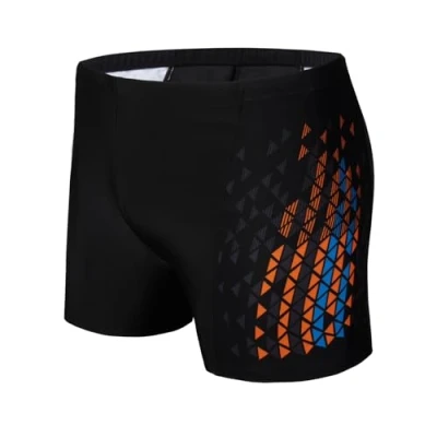 Afbeelding van AMZSPORT Zwembroek voor heren, zwemshorts zwembad, met trekkoord, Zwartoranje L