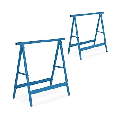 Afbeelding van Relaxdays schraag, set van 2, inklapbaar, 100 kg, HBD: ca. 74 x 78 40 cm, doe het zelven, behangen, schilderen, blauw