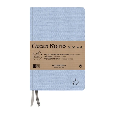 Afbeelding van Notitieboek Aurora Ocean A5 192blz lijn 80gr linnenstructuur kaft blauw