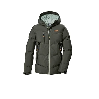 Afbeelding van killtec Jongens gewatteerde jas/winterjas met capuchon KOW 374 BYS QLTD JCKT, dark moss, 128, 42167 000