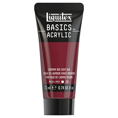 Afbeelding van Liquitex 8870449​ Basics acrylverf Cadmium Red Deep Hue, 22 ml tube, lichtecht, waterbestendig, voor het schilderen en decoreren van hout, metaal, keramiek, kunststof, canvas