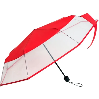 Afbeelding van Paraplu 24 x 90 cm staal/polyester rood/transparant