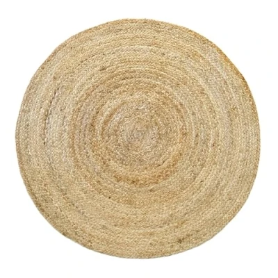Afbeelding van HAMID Alhambra Natuurlijk Vloerkleed Rond, van Jute, 100% Tapijt Handgeweven, Woonkamer, Slaapkamer, Eetkamer, Gang, Ingang (100x100cm)