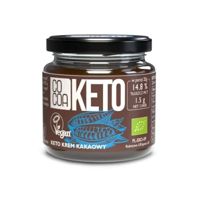 Afbeelding van KETO biologische chocoladecrème 200 g, slechts 1,5 g koolhydraten per portie, koolhydraatarme snack met MCT olie, in chocolade, perfect voor een ketogeen en koolhydraatarm dieet
