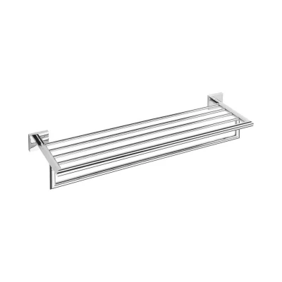 Afbeelding van Dubbele Handdoekhouder Sapho X Square Hangend met Plankopslag 65x21.5 cm Chroom