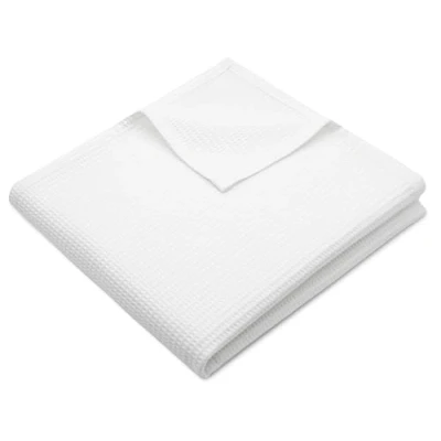 Afbeelding van ZOLLNER Knuffeldeken in 150 x 200 cm, kreukvrije en ademende bankdeken wit, wasbaar tot 60 C, tijdloos wafelpatroon, hotellinnenkwaliteit, Oeko Tex® gecertificeerd