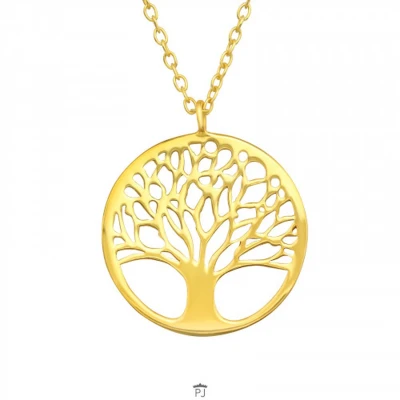 Afbeelding van Zilveren ketting vrouw Gold plated met hanger, tree of life