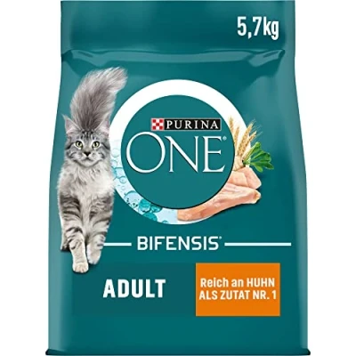 Afbeelding van PURINA ONE BIFENSIS Adult Kattenvoer droog, rijk aan kip, per stuk verpakt (1 x 5,7 kg)