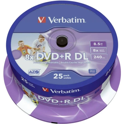 Afbeelding van DVD+R 8,5 GB VERBATIM Double Layer bedrukbaar 8x Cakebox 25 stuks