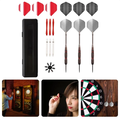 Afbeelding van Cheqo® Dartpijlen Set Darts van 18 Gram 3 Pijlen Dartset Nikkel Professioneel Inclusief Accessoires In Luxe Opbergcase