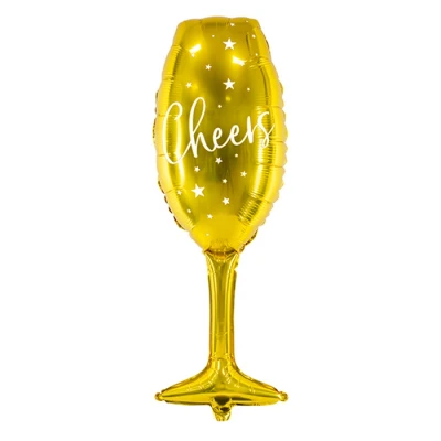 Afbeelding van Partydeco Folieballon Cheers Champagneglas