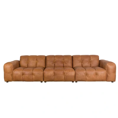 Afbeelding van Dutchbone Hackman Bank 4,5 Zits Leer Cognac 364cm