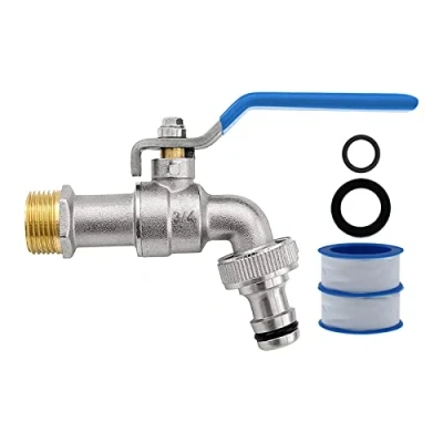 Afbeelding van Premium 3/4 inch waterkraan tuin messing kogelkraan buiten vorstbestendig uitloopkraan met 1 slangaansluitingen + 2 trommelafdichtband voor wasmachine regenton