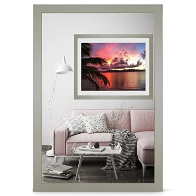 Afbeelding van rahmengalerie24 Alice Fotolijst, 50 x 100 cm, lijst, grijs hout, acrylglas, zonder passe partout, portretlijst, wissellijst voor foto of plaatjes, MDF, decoratieve lijst inhoud