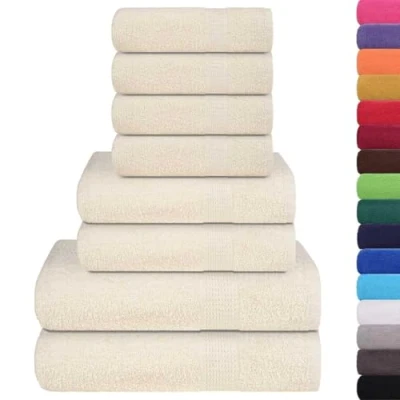 Afbeelding van 8 delige Handdoekenset 360 g/m 100% katoen crmekleurig