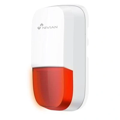 Afbeelding van Nivian Draadloze sirene, compatibel met alarmsysteem, geschikt voor binnen en buiten, waterdicht, licht geluidsalarm van 95 dB, inclusief back up batterij, eenvoudige installatie