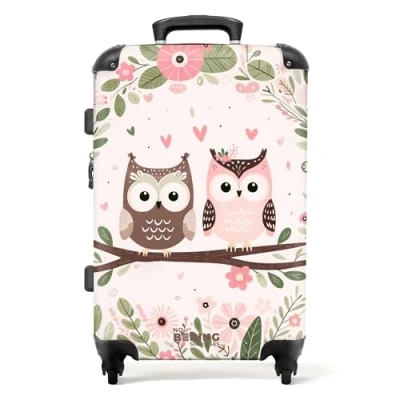 Afbeelding van NoBoringSuitcases.com® Kinderkoffer meisje uilen Trolley koffer kind 20 kg bagage
