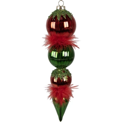 Afbeelding van Clayre &amp; Eef Kerstbal 23 cm Rood Groen Glas Kerstboomversiering