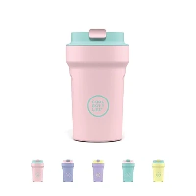 Afbeelding van Cool Bottles Thermosbeker 350 ml Luchtdicht 10 uur koud, 5 warm BPA Vrij Roze en Blauw