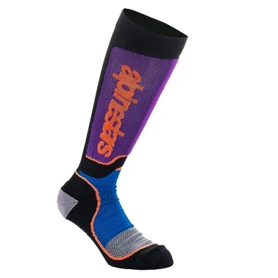 Afbeelding van Alpinestars 2024 MX Plus Jeugd Crosssokken Zwart / Blauw Paars maat M/L