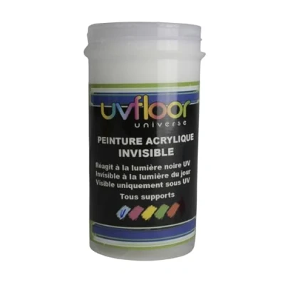 Afbeelding van UV Floor Onzichtbare verf neonblauw speciaal zwart en ultraviolet licht 365 nm vloeibaar ultra gepigmenteerd 100 ml