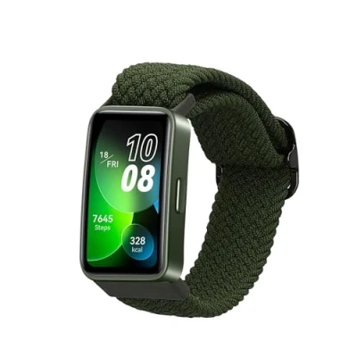 Afbeelding van kwmobile nylon bandje voor smartwatch geschikt Huawei Band 9 / 8 14 22 cm Polsbandje in donkergroen