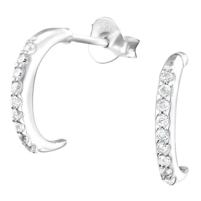 Afbeelding van JoyS Zilveren oorringen halve hoepel met zirkonia 14 mm oorbellen