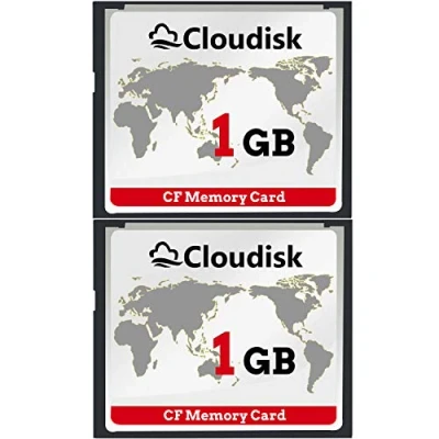 Afbeelding van Cloudisk CompactFlash kaart, verpakking van 2 stuks, 1 GB, CF 2.0 prestaties voor DSLR camera, vintage digitale camera en industriële apparatuur (1 GB CompactFlash)