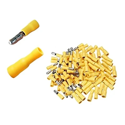 Afbeelding van Shentian Kabelschoenen x 100 cm, ronde stekker geel 50 / steekhulzen 50, krimpverbinding, geïsoleerd, voor auto&#039;s, elektronica en hobby