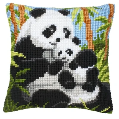 Afbeelding van Kruissteekkussen Panda met jong 0008513