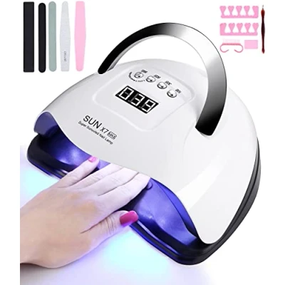 Afbeelding van 220 W nageldroger, uv gellamp, Professionele Nagellamp met 4 Timer10/30/60/99s, LCD display, 57 lampen sneldrogend, Nagelgereedschap voor Vingernagels en Teennagels, geschikt alle gel