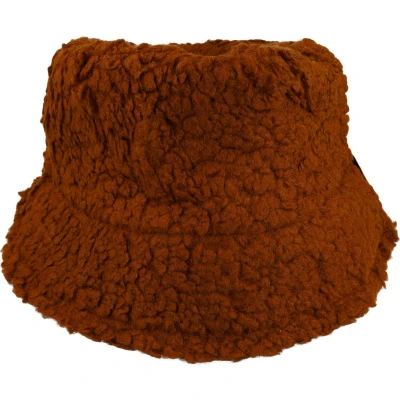 Afbeelding van Bucket Hat Vissershoedje Teddy Stof Bruin Festival Hoedje