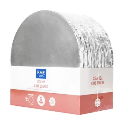 Afbeelding van PME Set van 10 ronde taartborden met omgeslagen randen, zilver (10&quot;/25cm)