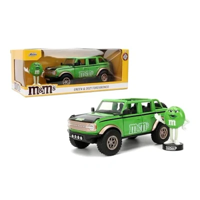 Afbeelding van Jada Toys M&amp;Ms Green &amp; 2021 Ford Bronco 1:24, Auto, 13 jaar, Metaal.