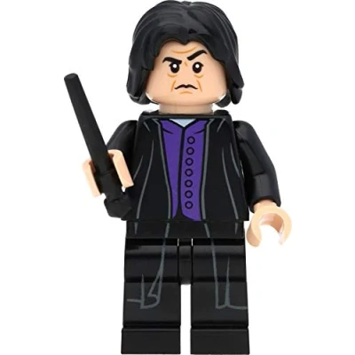 Afbeelding van LEGO Harry Potter minifiguur professor Severus Snape (donkerpaars overhemd) met toverstaf