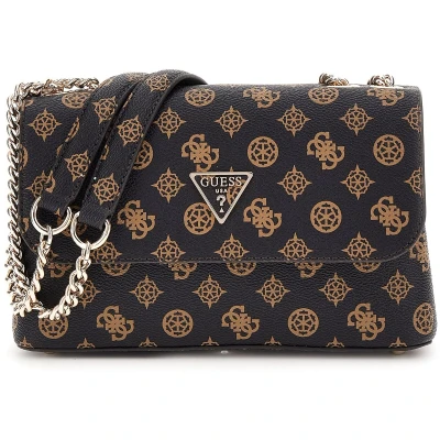 Afbeelding van GUESS Schoudertas Daryna II Convertible Xbody Flap Bag Mocha Logo Donkerbruin