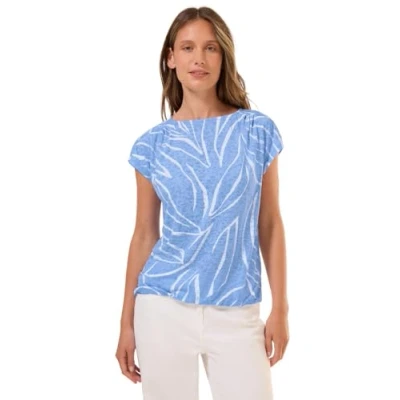 Afbeelding van Cecil Ausbrenneroptik Tshirt print, Dames, Maat: XS, Blau