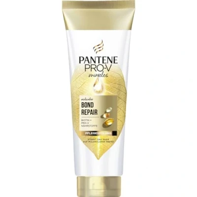 Afbeelding van Pantene Pro V Molecular Bond Repair verzorgende spoeling met biotine, 160 ml. Geconcentreerde formule voor droog haar. Versterkt en laat het haar zichtbaar gezonder uitzien. Verrijkt