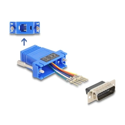 Afbeelding van Delock D Sub 15 Pin Stecker zu RJ12 Buchse Montagesatz blau HQ produ