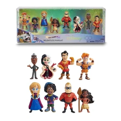 Afbeelding van Disney 100 Rentless Persuit, verzamelspeelgoed met personages, incl. 8 verschillende figuren, 100% officieel gelicentieerd product, 12 om te verzamelen, 3 jaar, beroemd (DED16600)