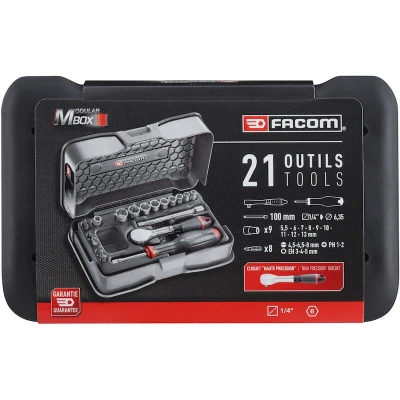Afbeelding van Facom R.181 4P6 DOP EN BITSET 21 DELIGE 1/4&quot; METRISCHE 6 PUNTS 4P6PB