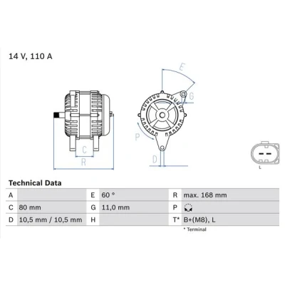 Afbeelding van Bosch Alternator/Dynamo 0 986 080 060