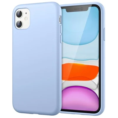 Afbeelding van JETech Siliconen Hoesje voor iPhone 11 (2019) 6,1 Inch, Zijdezachte Full Body Beschermhoes, Schokbestendige Case met Microvezel Voering (Lichtblauw)