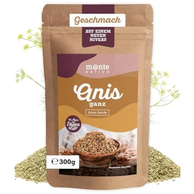 Afbeelding van Anijs heel Monte Nativo (300 g), aromatische anijszaad ideaal voor anijsthee, zacht gedroogde en specerijen, koken kruiden, intesief aroma smaak